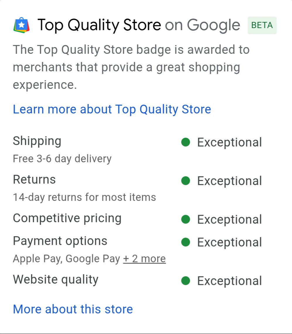 Top Quality Store - Excellent Rating